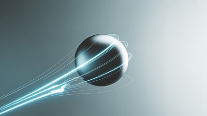 Abstract sphere with glowing lines representing data transfer or energy flow