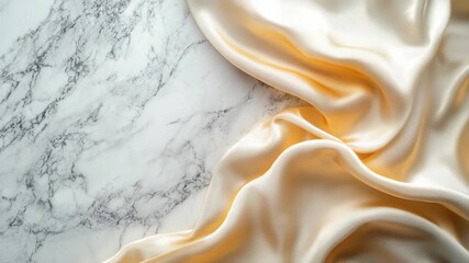 Soft fabric draped over a marble surface in a well-lit setting creating simple elegance in design