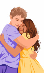 Obraz premium This tender image captures a couple in a loving embrace, symbolizing affection, connection, and joy in relationships, bringing warmth to the aspect of love.