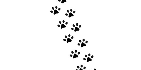 Diagonal Path of Black Animal Footprints for Pet Tracking Background