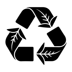 Recycle symbol with leaf elements representing sustainable waste management environmental conservation and green energy practices for eco friendly branding and organic product packaging design ideas
