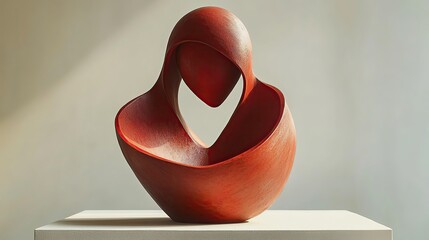 Elegant red sculpture representing human connection.