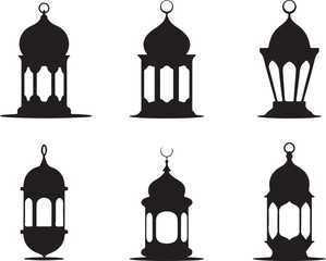 Elegant silhouettes of ornate vintage lanterns in a decorative arrangement