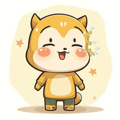 Cute Cartoon Shiba Inu Puppy with a Happy Expression and a Playful Aura