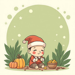 Sweet Dream Snack A Whimsical Character Enjoying a Delicious Treat with Bananas and Pastries