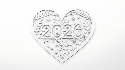 2026 Heart Shaped New Year Decoration with Snowflakes and Leaves