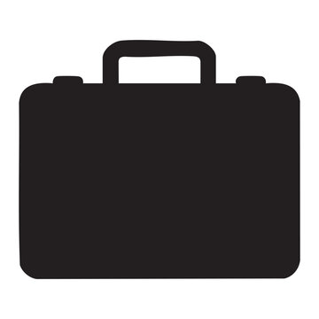 Black Briefcase Silhouette Icon - Business Suitcase Vector Illustration