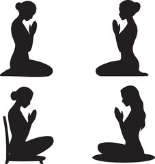 Silhouettes of women in prayer or meditation poses a calming visual