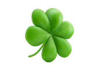 A vibrant glossy four leaf clover isolated against a dark background