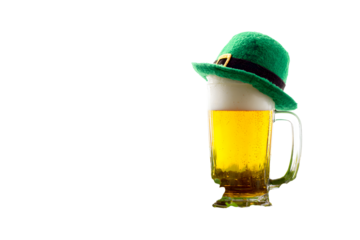 A festive pint of beer topped with a vibrant green leprechaun s hat