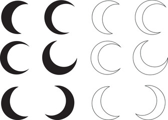 A visual representation of varying crescent moon phases in a grid format
