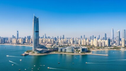 Fototapeta premium Dubai Skyline: Bluewaters Island and Cityscape View