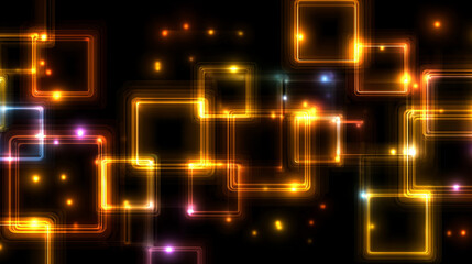 Abstract geometric pattern with glowing lights, featuring interconnected shapes and luminous highlights, creating a futuristic, digital, and visually striking background.
