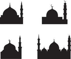 Silhouette collection showcasing four distinct islamic mosque architectural designs