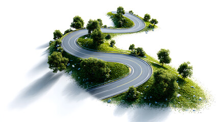 Winding road symbolizing creative journey