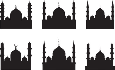 Silhouettes of islamic mosques a collection of architectural designs