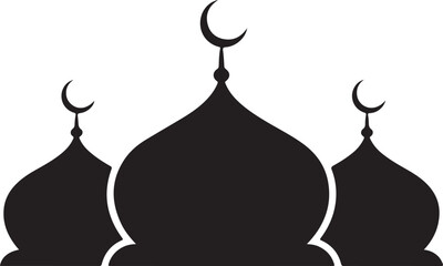 Silhouette of a mosque with crescent moons a symbol of islam