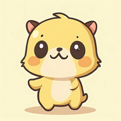 Adorable cartoon yellow hamster character, cute and friendly, with big eyes and fluffy tail, perfect for children's themes and playful designs