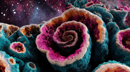 Obraz premium Abstract fractal patterns and shapes. Infinite universe.Mysterious psychedelic relaxation pattern.