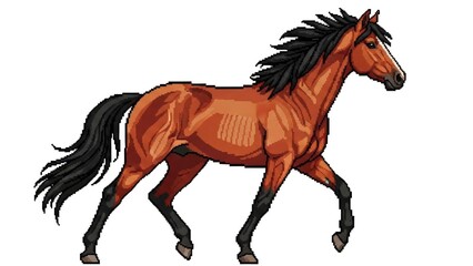 Animated Horse Trotting, Pixel Art Style