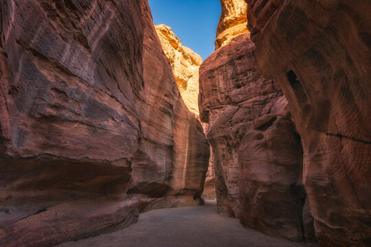 The Siq - a natural gorge in Petra, Jordan