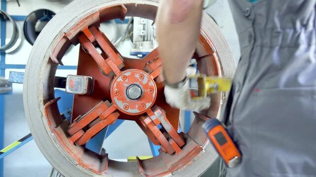 Production Line Of Metal Tile For Roof. Steel Forming Machine In Metalwork