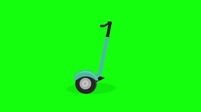 Segway Wheeling on Green Screen Background 2D Animation, Personal Transport Motion, 4K Illustration, Vehicle Concept
