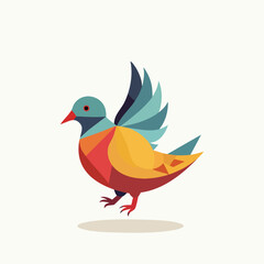 Fototapeta premium A colorful geometric bird illustration with abstract shapes and vibrant hues.