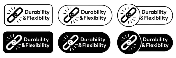 durability flexibility chain icon set