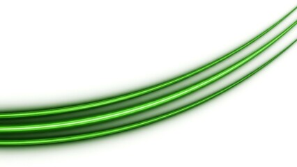 Abstract Green Light Trails on White Background