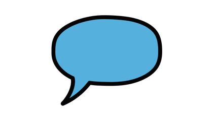 Naklejka premium Simple blue oval speech bubble with a distinct black outline on an isolated white background.