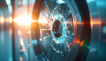 Breaking Point: A close-up shot captures the aftermath of shattering impact on glass, with sharp fragments radiating outwards, demonstrating vulnerability and destruction.