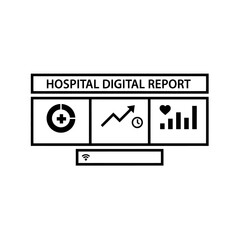 Hospital digital report interface isolated on white background