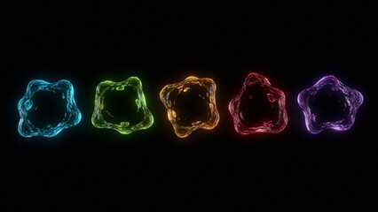 Glowing Translucent Liquid Blobs in Vibrant Colors on Dark Background
