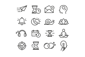 Fototapeta premium Silent communication gentle icons thoughtful preference mindful quiet coworking vector response calm