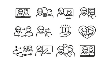 Fototapeta premium Step call icon vector assisted instruction digital support assistance clarity people minimalist