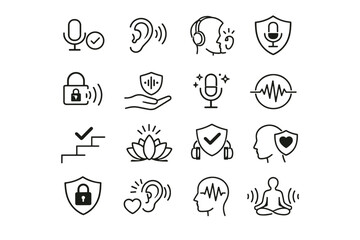 Fototapeta premium Vector calm app awareness cue mic decision audio digital mindful icon usage