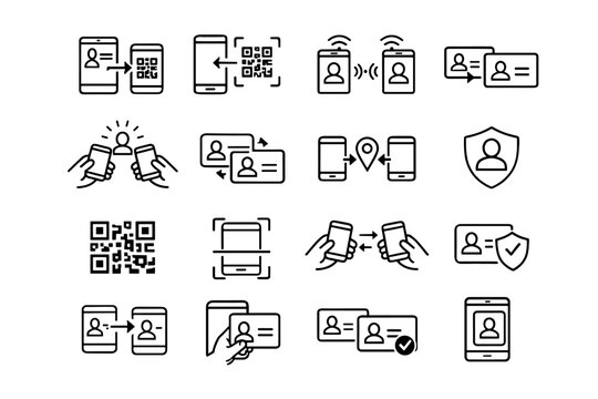 Icon qr safety method vector connection icons swap exchange card contact symbol