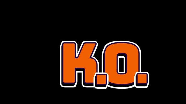 KO pixel art game knockout text animation isolated on transparent background retro eight bit video game style