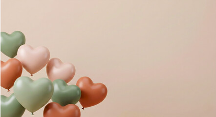 bunch of colourful 3d heart balloons valentine day background with space empty for text