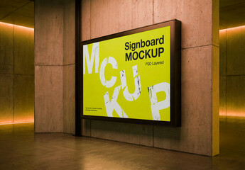 Angled wall billboard installation