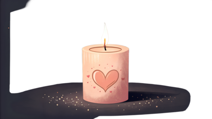 Cute Valentine Candle Heart Jar Romantic Glow Illustration candle, valentine, heart, jar, love, romantic, glow, flame, kawaii, cute, cozy, warm, light, bokeh, pink, blush, sparkle, fairy, lights,
