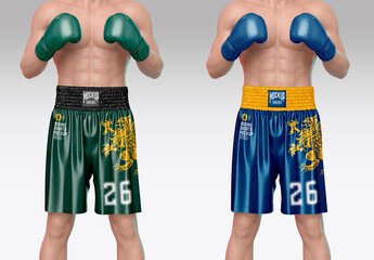 Boxing Shorts and Gloves Sports Mockup