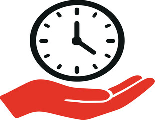 Vector of hand hold clock. Symbol of punctuality. Icon of punctual personal
