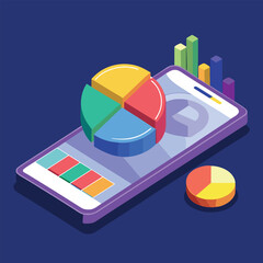Mobile data analytics and visualization a colorful representation of business growth and performance