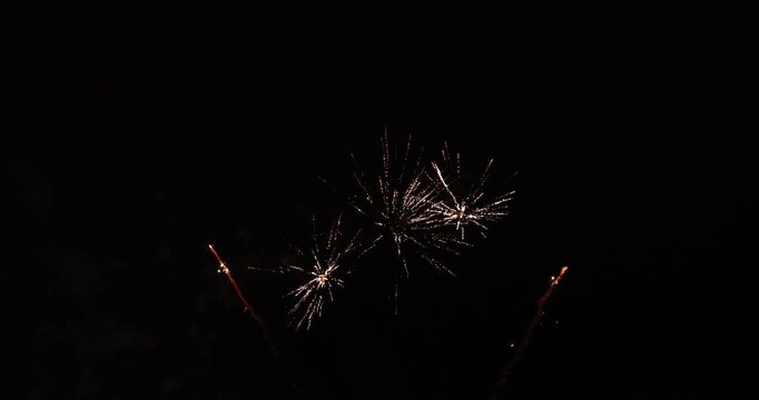 Slow motion red fireworks sparks and smoke clip 2