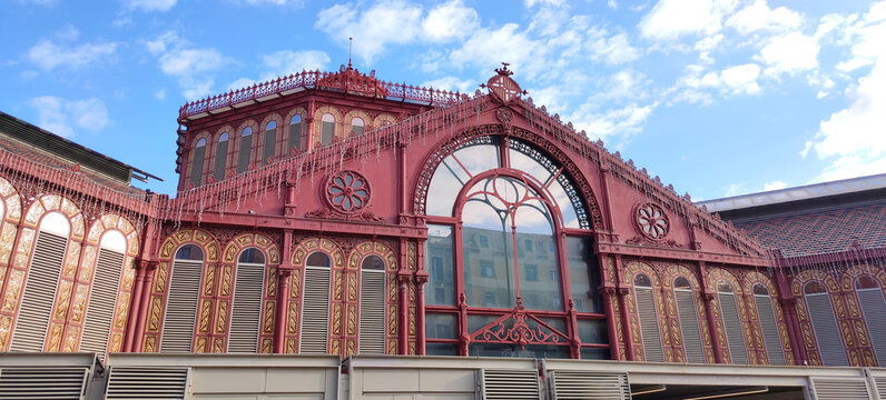 Facade of the Sant Antoni Market. Barcelona, Catalonia, Spain.