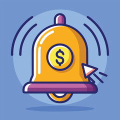 A vibrant illustration of a notification bell with a dollar sign inside signaling financial alerts