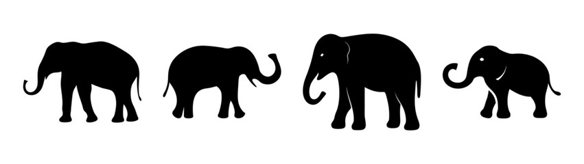 Obraz premium Four silhouetted elephants