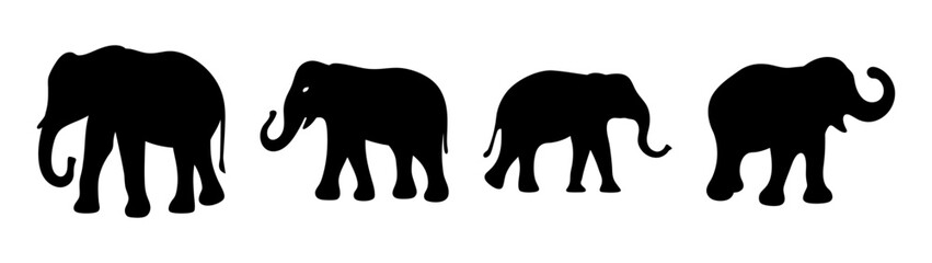 Obraz premium Silhouettes of four elephants